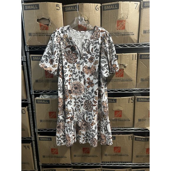 Lilly Pulitzer Amesbury Dress Color Coconut Take Meowt Brown Tan White Large - Picture 5 of 16